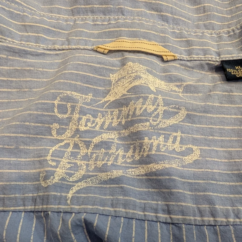 Tommy Bahama Shirt Mens XL Blue White Pinstripe Long Sleeve 100% Cotton - Picture 2 of 8